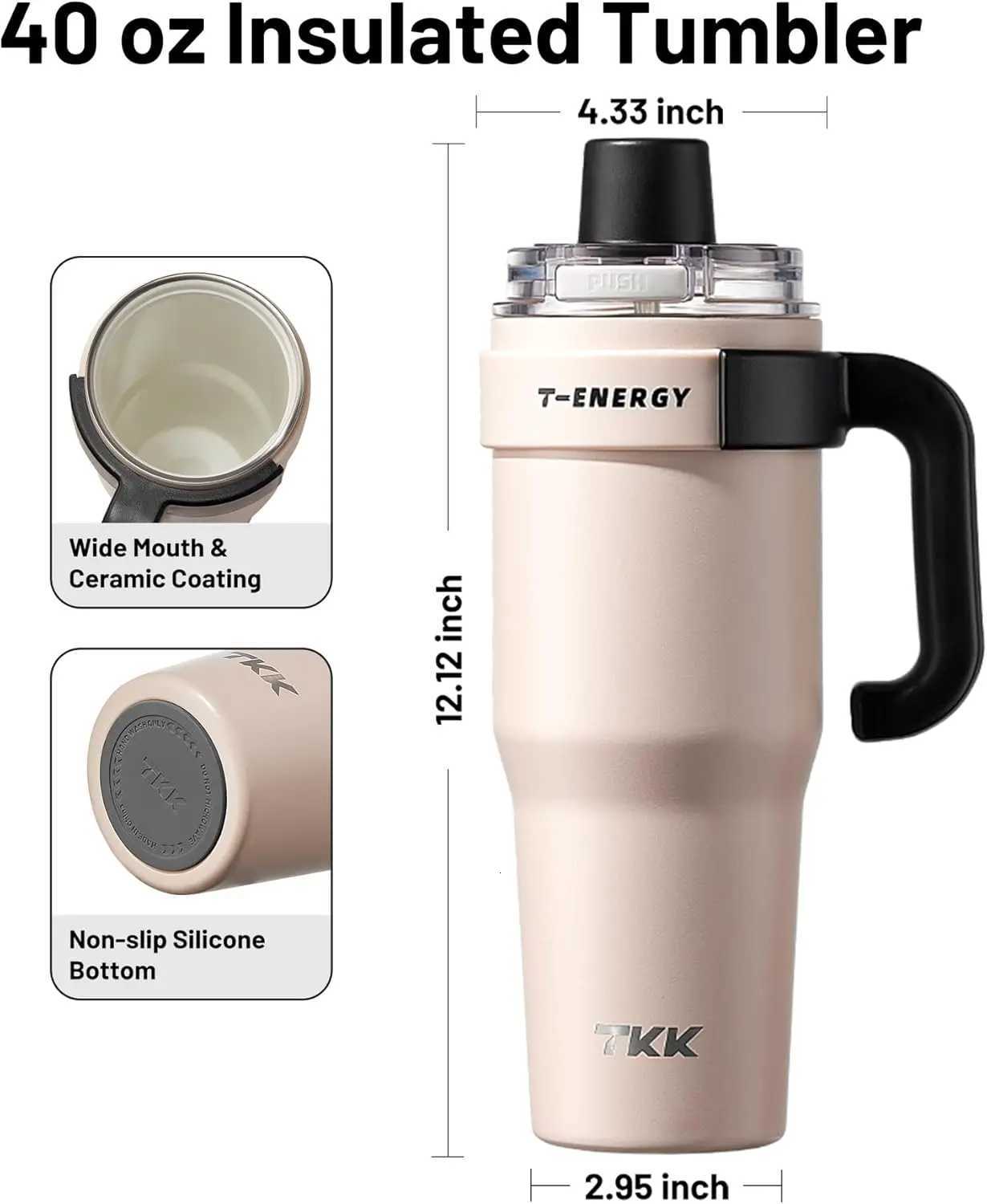 TKK Car cup 40 oz Insated s Stainless Steel Travel g with Ceramic Coating Leak Proof Double Walled d Coffee Cup Y251020