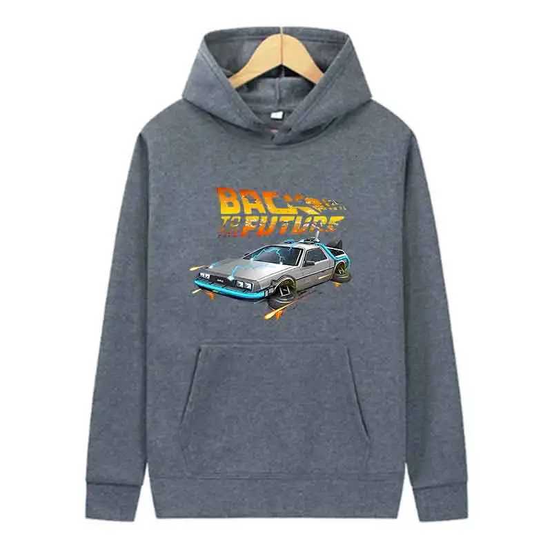 Back To The Future Retro DeLorean Car Print Hoodie Long Sleeve Tops Men Casual Streetwear Pullover Spring Autumn Unisex Clothing W251020