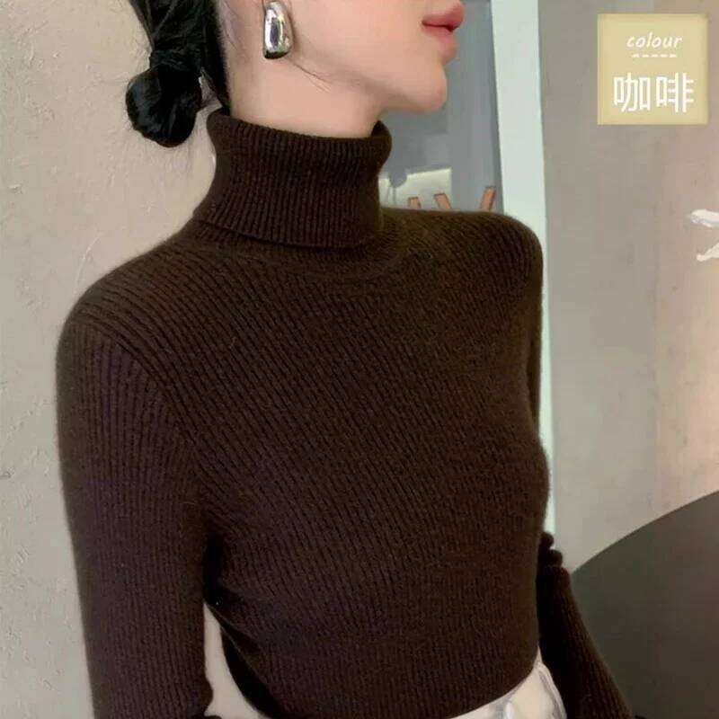 Women's Turtle Neck Slim Sweater Cashmere Coat Warm Autumn Winter Bottoming Shirt Top 251020 251020