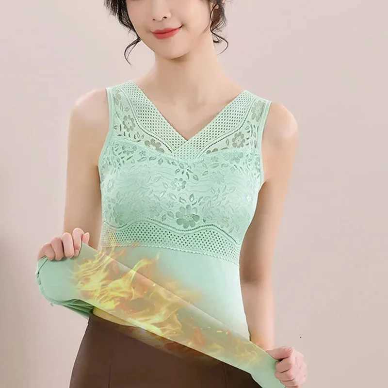 Womens Thermal Underwear Warm Vest Stretch Singlet Inner Wear With Bra Padded Lace Undershirt Warmer Tops Thermo Lingerie WomenT251020