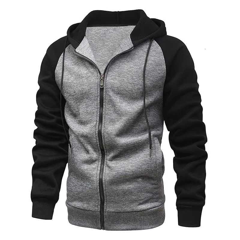 Mens Fleece Hoodies Long Sleeve Sweatshirts for Men Zipper Hooded Mens Fashion color blocking Sweatshirt Slim Fit Jacket coat W251020