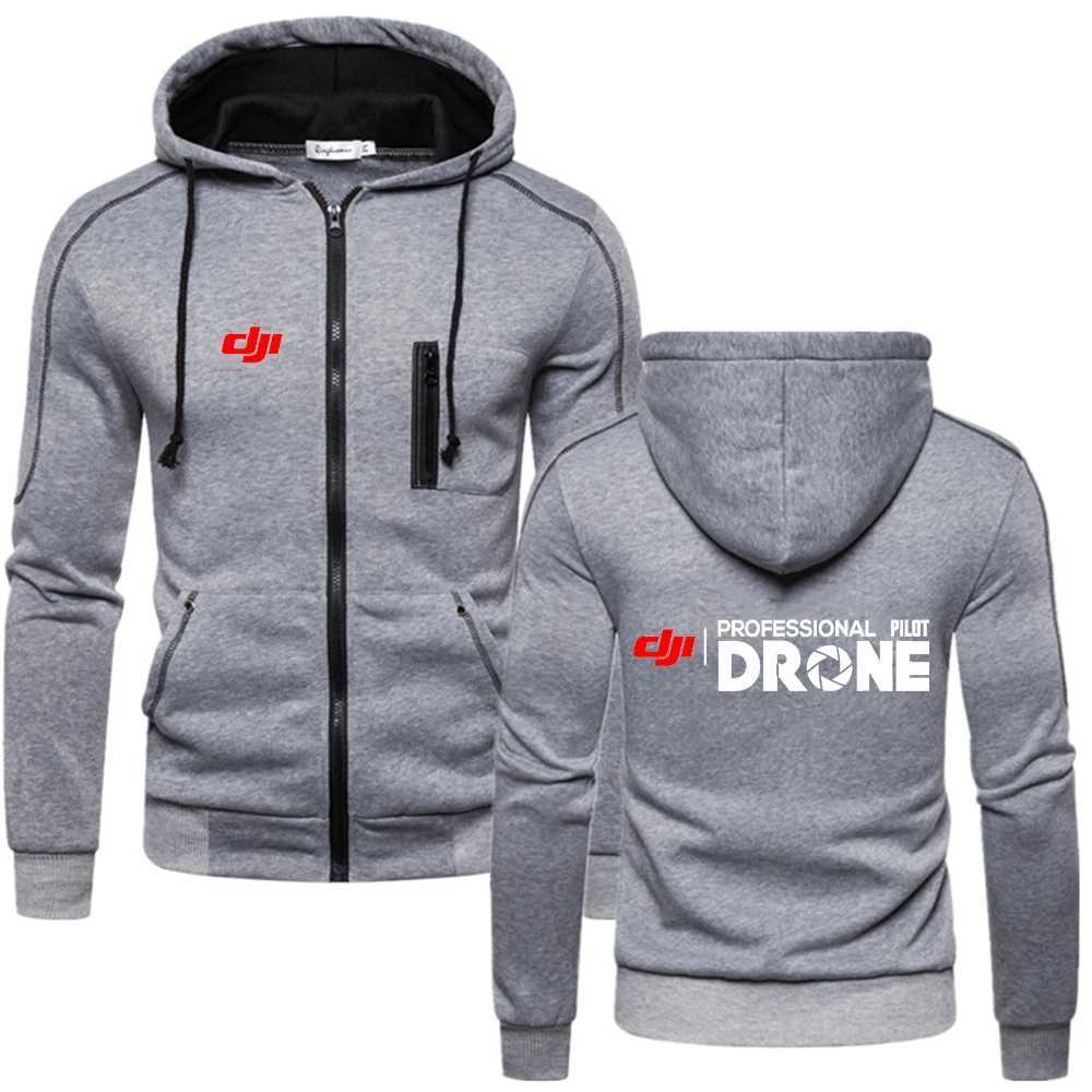 Dji Professional Pilot Drone Printed Mens Hoodie Warm Hooded Sweatshirt Coat Tops Jacket Outwear Zip Up Jumper Sweater W251020