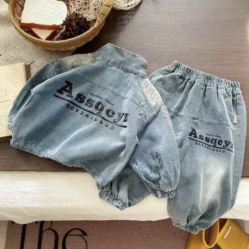 2025 New Hot selling Children's Clothing Autumn Boys' Baby Half Zipper Cowboy Hoodie Set Children's Leisure Sports Two piece Set