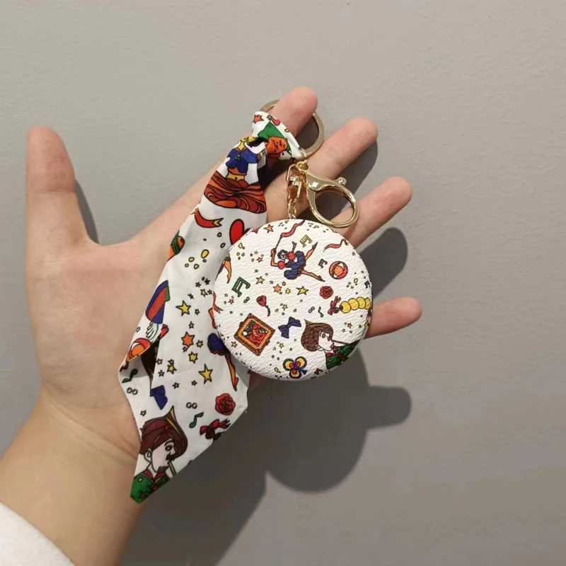 Exquisite Old Flower Leather Makeup Mirror Doublesided Mirror Bag Pendant Key Chain Pendant Small Gift ornaments C251020