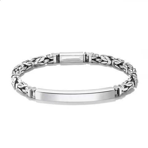 S925 Sterling Silver mens Peace Grain Bracelet Male Fashion Niche Sense Retro Woven Lettering Trend Bracelet251018