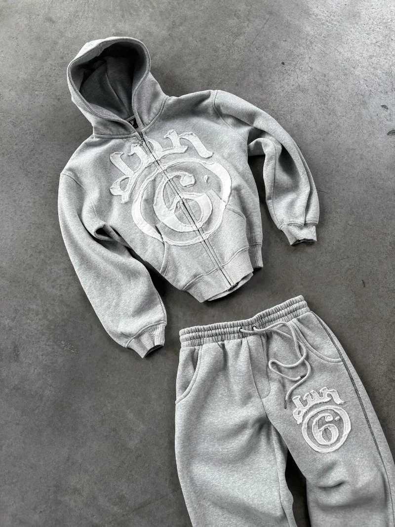 Y2K Clothing New Fashion Letter Embroidery Patch Zipper Hooded Sweater Men Gothic Harajuku Hip Hop Popular Casual Sweatshirt W251020