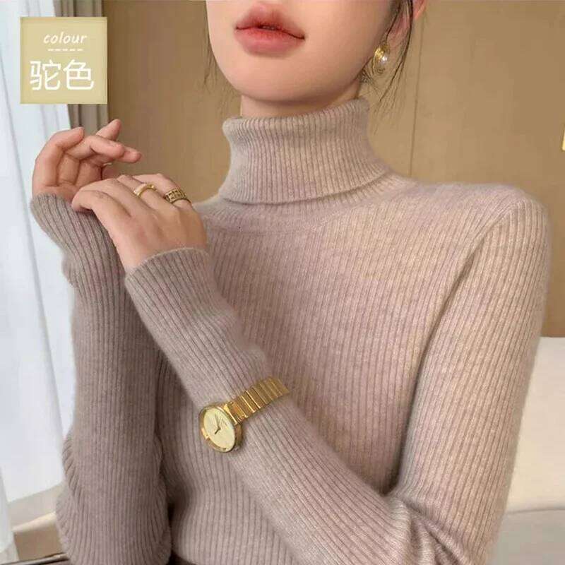Women's Turtle Neck Slim Sweater Cashmere Coat Warm Autumn Winter Bottoming Shirt Top 251020 251020