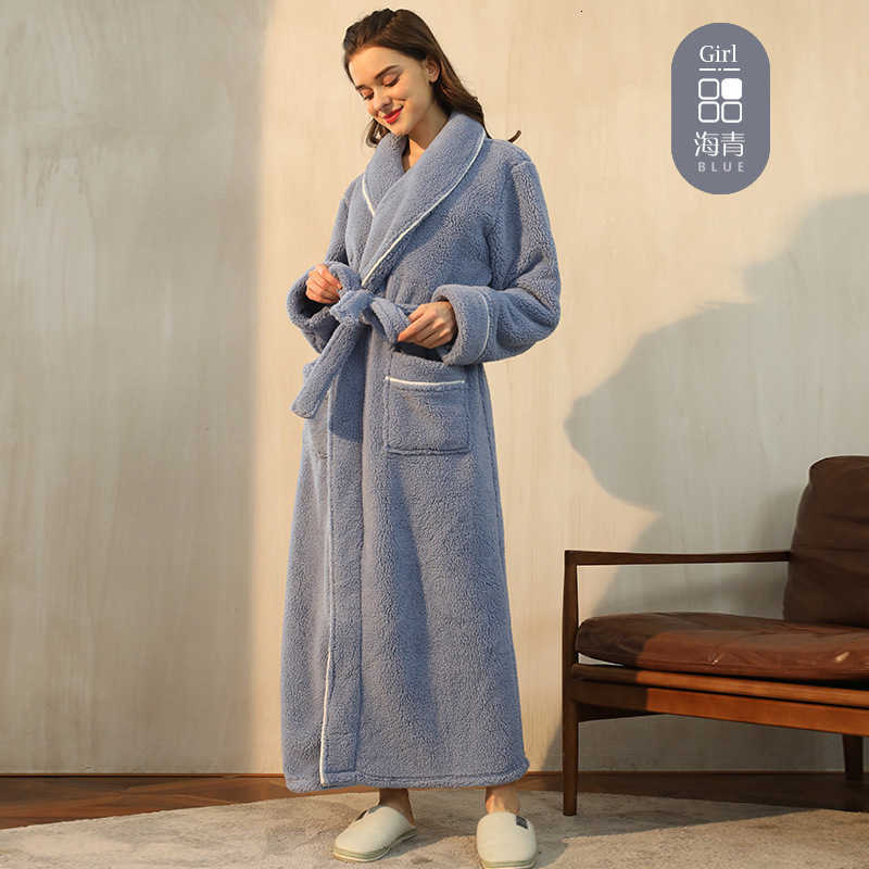 Autumn and winter thickened comfortable cotton wool Nightgown mens winter plus hypertrophy size light luxury couple bathrobe womens Y251020