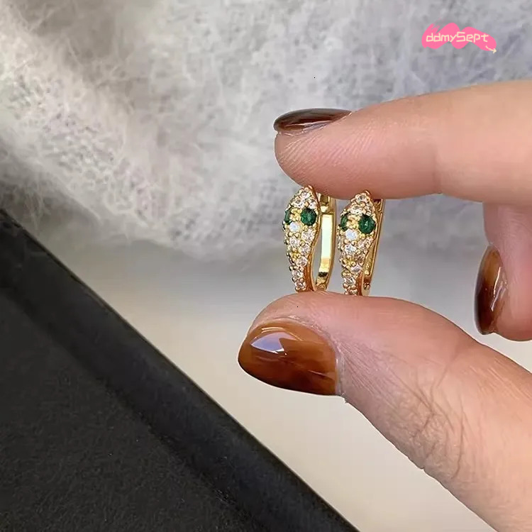 S Sterling Sier Serpentine Earrings for Women - Fashion Micro Zircon Inlaid Bright Hip Hop Style ddmysept