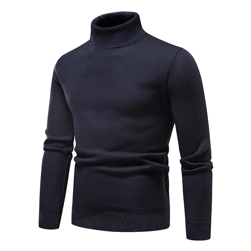 Sweatwear Mens Antipilling High Quality Knitted Turtleneck Sweater Slim Fit Long Sleeve Pullover Solid Color Trend Men Clothing w251015
