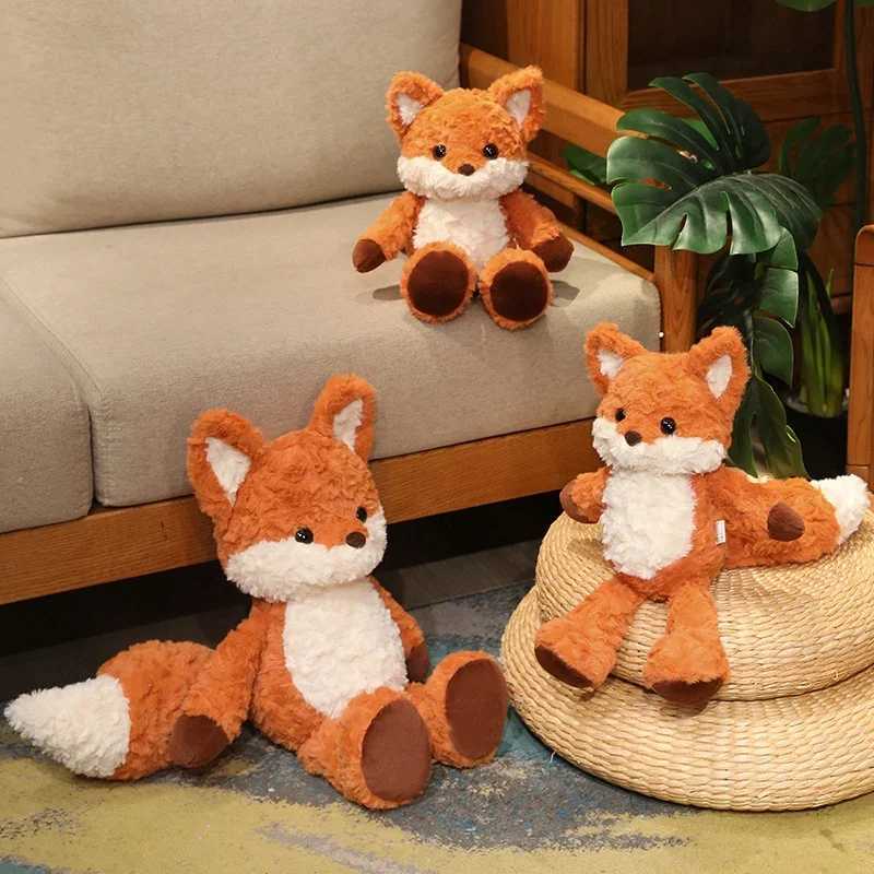 35cm50cm Cute Fluffy Fox Plush Toy Soft Cartoon Orange Foxes Stuffed Doll Baby Appease Children Birthday Gift J251020