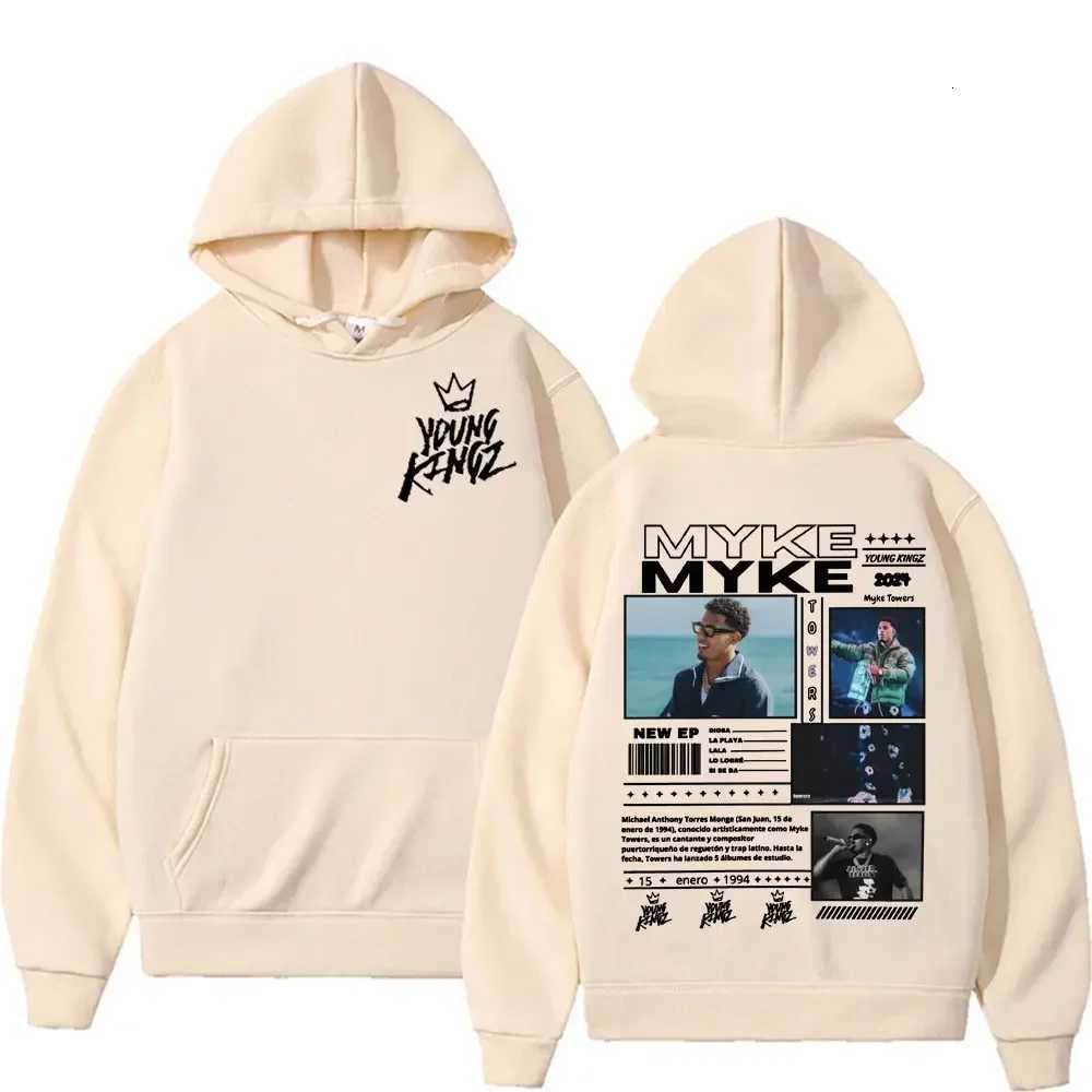 Rapper Myke Towers Men Plus Size Hoodie Hip Hop Rock Street Outdoor Casual Pop Long Sleeve Y2K Warm Fall Sweatshirt Clothing W251020