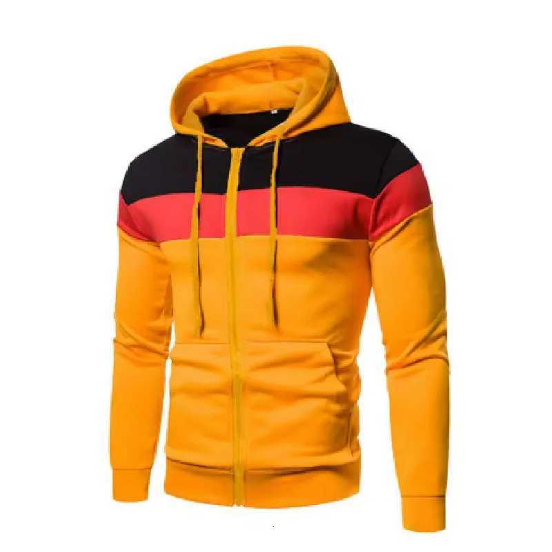 New Mens ZipUp Color Block Hoodie with Casual Stylish Durable FallWinter Top Raglan Sleeves Hoodies Sweatshirt Male W251020
