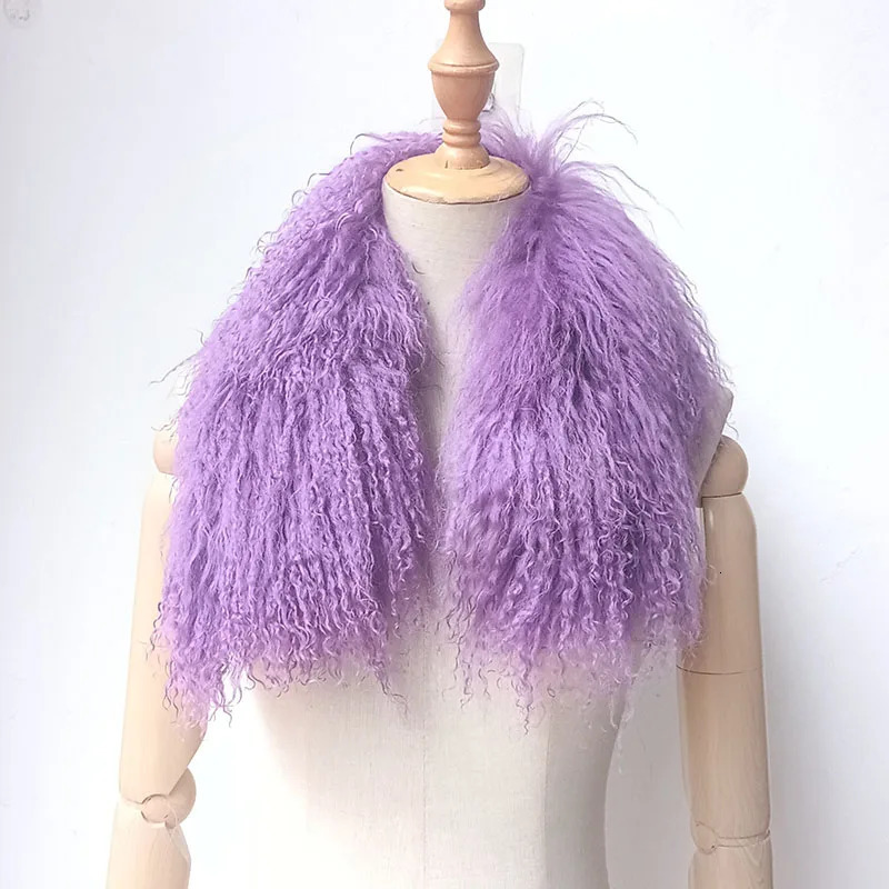 Women Winter Short Real Mongolia Lamb Fur Scarf Fashion Warm Thick Genuine Tibet Fur Neck Warmer Female Blue Scarves 251011