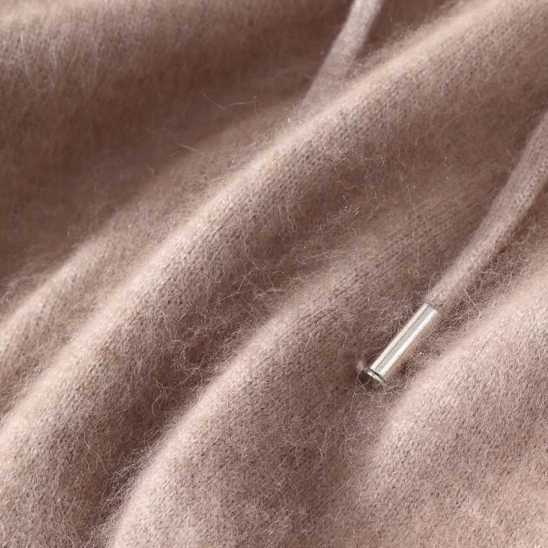 Spring Autumn Men Hooded Pullover Basic Style Cashmere Sweater 00 Mink Cashmere Knitted Solid Color Warm Casual Knitwear Tops W251020