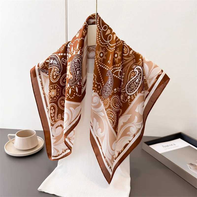 Luxury Silk Square Scarf Women Satin Neck Hair Tie Band Soft Work Neckerchife New Hijab Head Female Foulard Kerchief Shawl Wraps11 D2510201