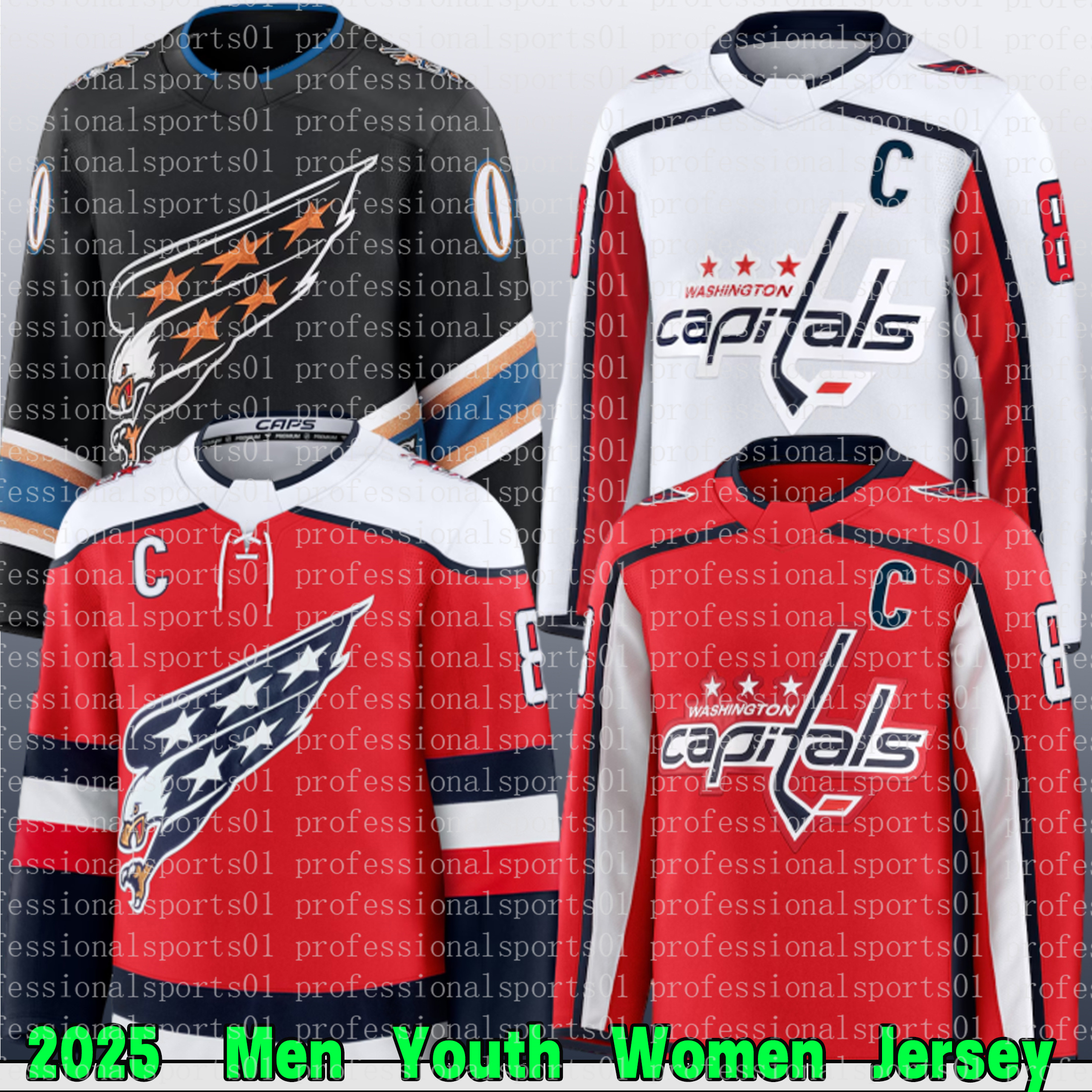 Capitals Jersey Alex Ovechkin Jersey Strome T.J. Oshie Tom Wilson Nicklas Backstrom Charlie Lindgren Logan Thompson Jaromir Jagr Washiington Hockey Jerseys