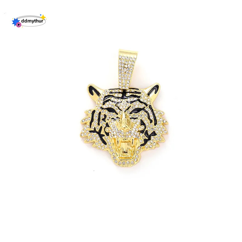 Men's Alloy Cuban Chain Necklace with 3D Tiger Pendant - Hip Hop Style Statement Jewelry ddmythur
