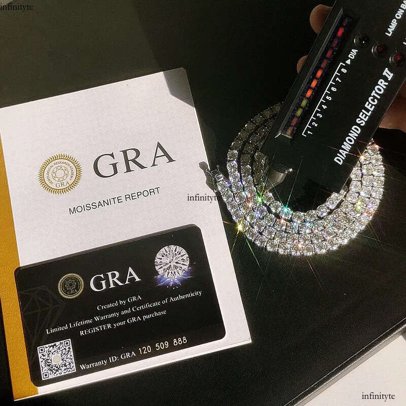 2mm 3mm VVS Moissanite Tennis Chain 7-24 inch Women's and Men's Bracelet Necklace