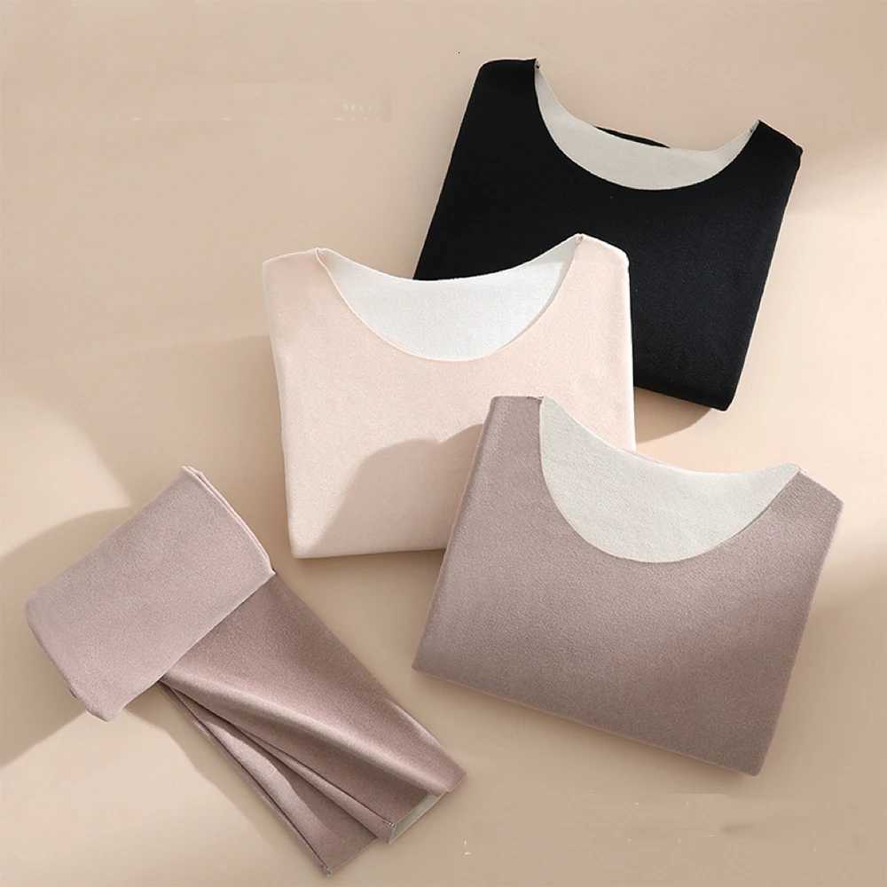 Thermal Underwear For Women Crew Neck Slim Homewear Seamless Thick Long Sleeve Bottoming Top Long Johns Womens Underwear SetT251020