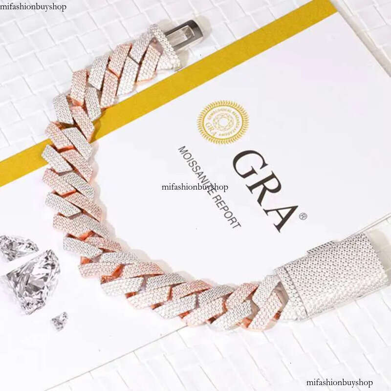 Yy New Arrived 20mm 4 Rows Cuban Link Chian Moissanite Pass Dia Tester Sier Fine Jewelry Necklaces for Men