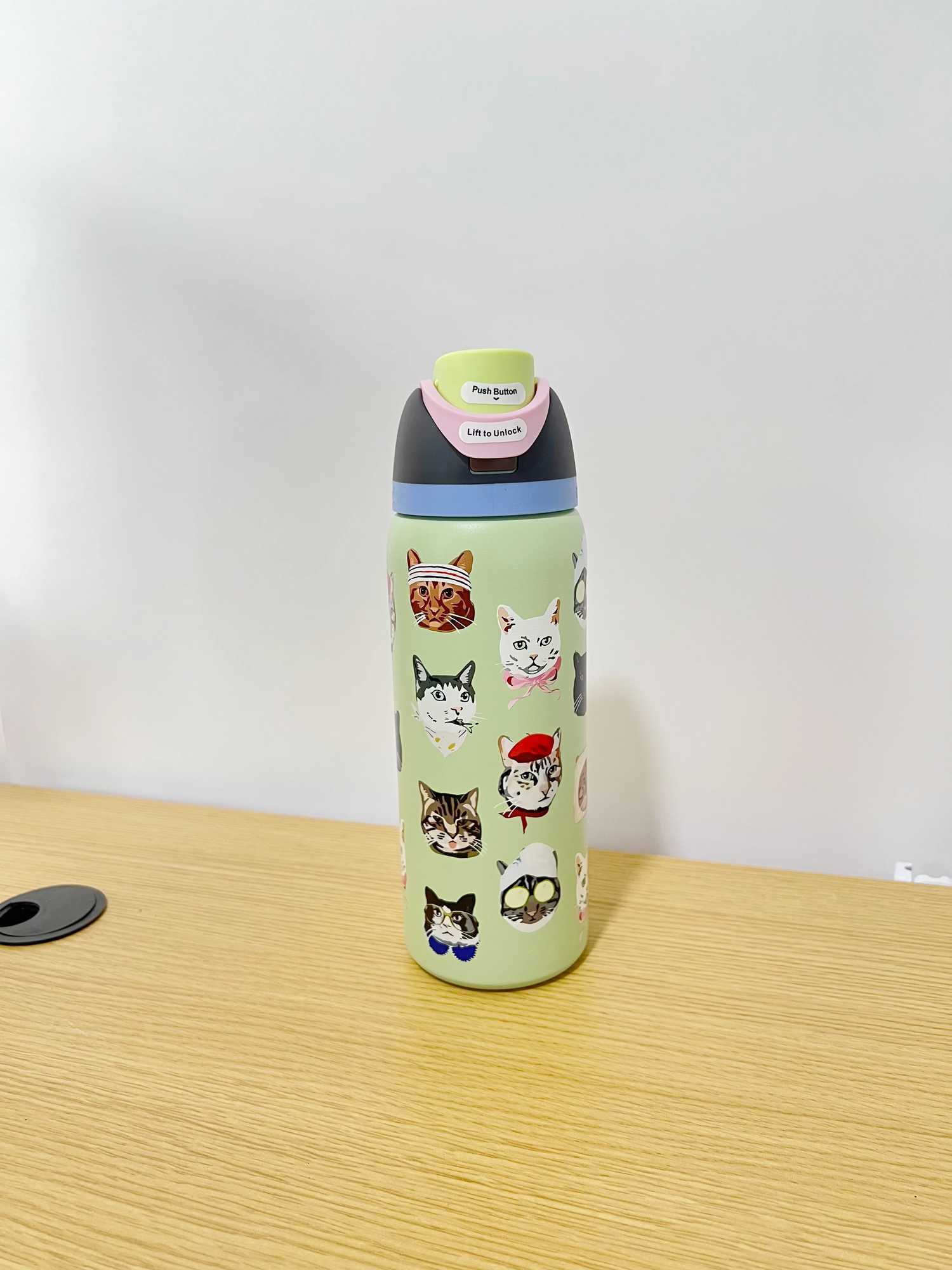 OWa 32oz Stainless Steel Thermos Cup Cold Water Bottle Straw Cup Latest Color Water Bottle Sports Water Cup Can Hold Cube Water Cup Cat Pattern Water 