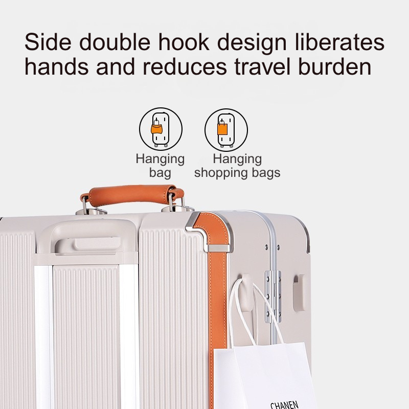 Large Capacity PC Travel Luggage with Silent Wheels, Minimalist Luxury Suitcase (20/24/28 Inch, Brown/Beige) Featuring Mother - Child Combination & Si