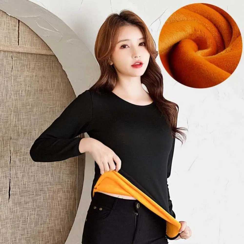 S4XL Autumn Winter Thermal Underwear For Women Inner Plus Velvet Thick Warm Longsleeved Tshirt Highneck Bottoming ShirtT251020