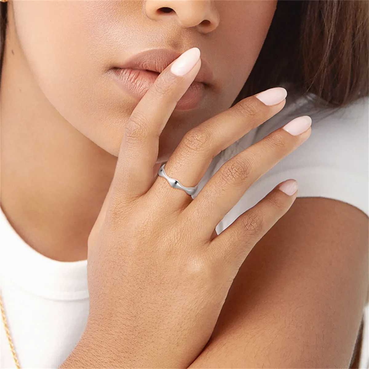 Orstarry S925 Sterling Silver Regular Liquid Droplet Closed Ring For Women Finger Ring Personality Jewelry Party Trendy Gifts J251020