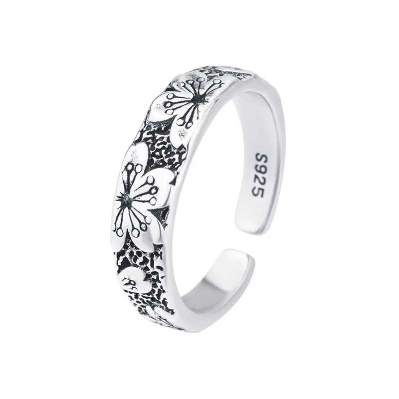 925 Sterling Silver Jewelry Carving Flower Wedding Rings For Women Couple Valentines Gift Prevent Allergy J251020