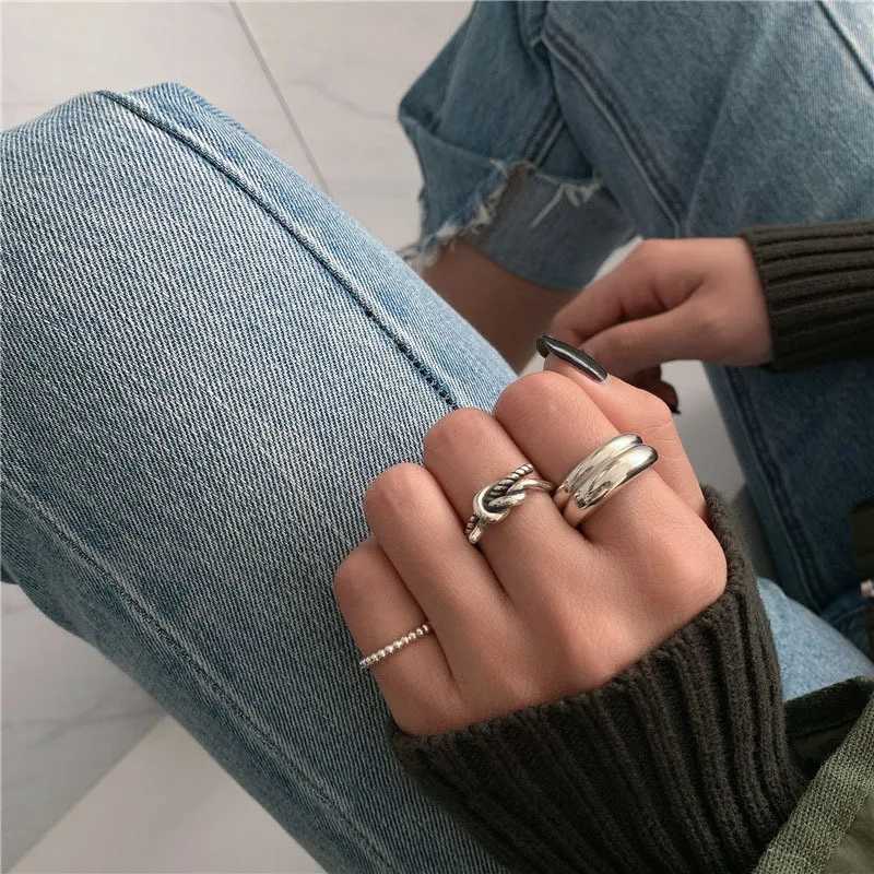 VENTFILLE 925 Sterling Silver Minimalism Cross Knot Thai Silver Rings Open Finger Ring For Women Men Jewelry Gifts J251020