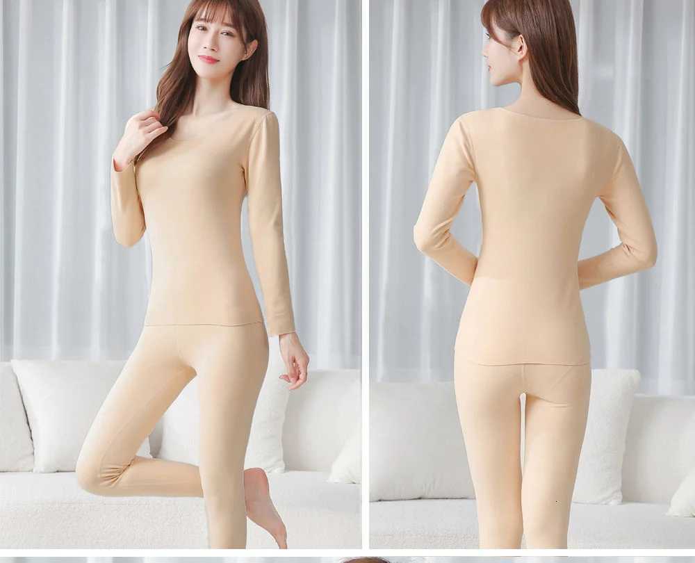 Traceless heat insulation underwear Womens plush thickened suit Autumn clothes and trousers for women medium thick setsT251020