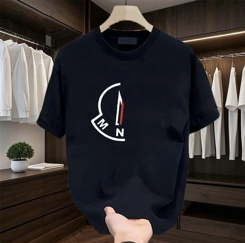 Summer brand T-shirts, top-quality pure cotton men's short-sleeved round-neck fashionable casual T-shirts, simple letter casual women's clothing