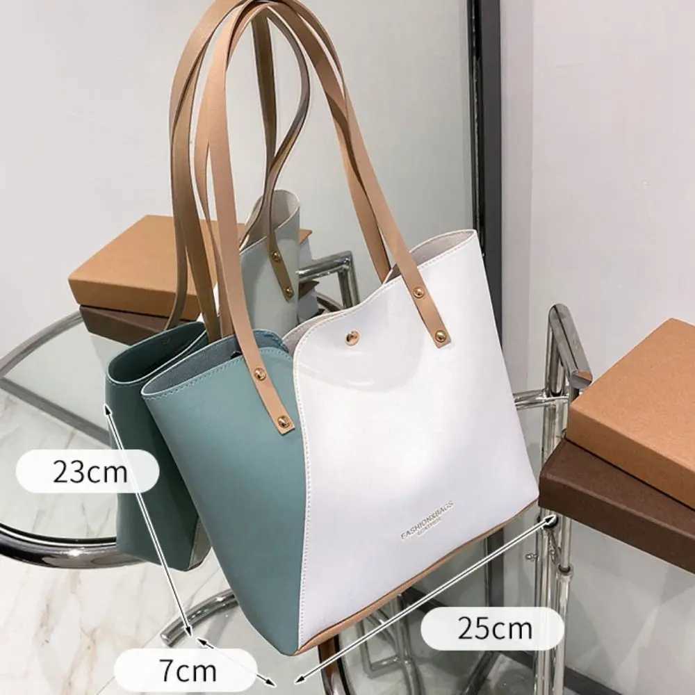 Womens Patchwork Color Bag PU Leather Large Capacity Shoulder Bags High Quality Handbag Ladies Wild Bags Purses and HandbagsT251020