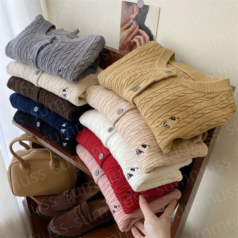 Designers Women Cardigan Knitted Sweaters Luxury Wool Fried Dough Twists Cardigan Womens Long Sleeves Round Neck Sweater College Clothes