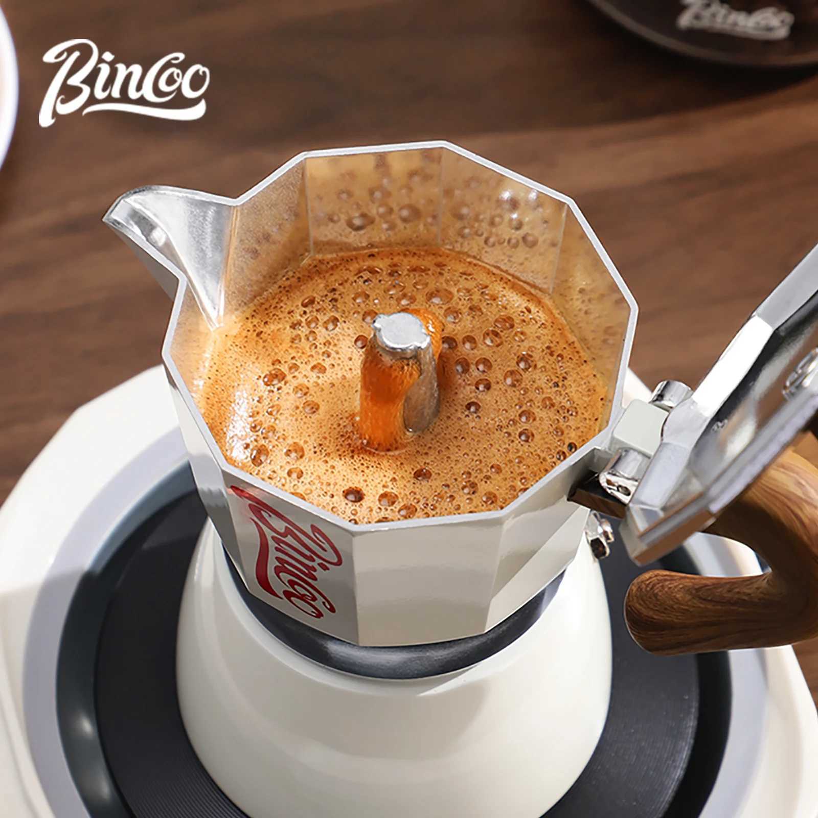 Bincoo Mocha Moka Coffee Pot Aluminum resso Maker Italian Coffee Professional He Barista Accessories Coffee Tools 300ml Y251020