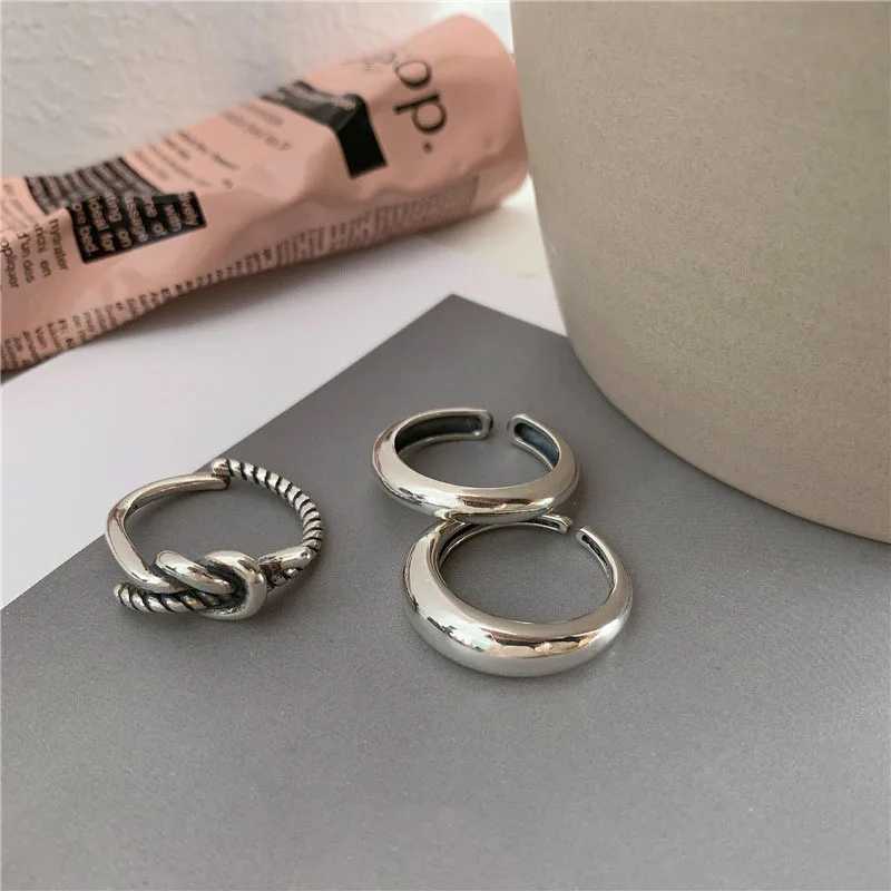 VENTFILLE 925 Sterling Silver Minimalism Cross Knot Thai Silver Rings Open Finger Ring For Women Men Jewelry Gifts J251020