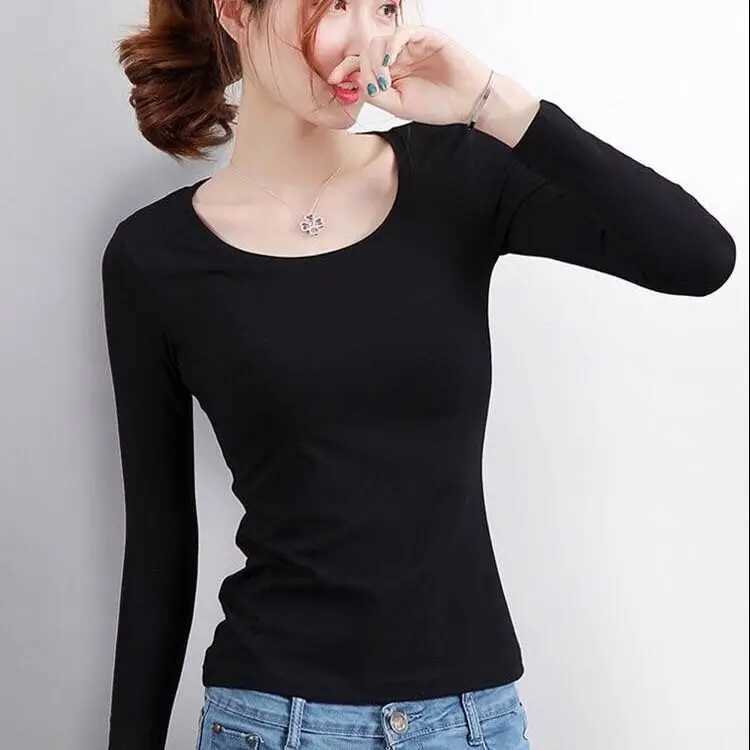 Women Autumn Winter Bottoming Shirt Constant Temperature Plus Velvet Longsleeved Tshirt Thin Velvet Heating Fiber Thermal TopT251020