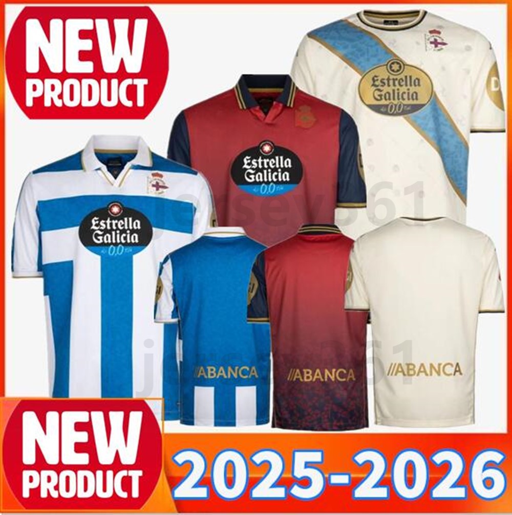25 26 Deportivo La Coruna Soccer Jerseys 2025 2026 YEREMAY D.VILLARES LUISMI CRUZ EDDAHCHOURI jersey Deportivo Home Away Football shirt
