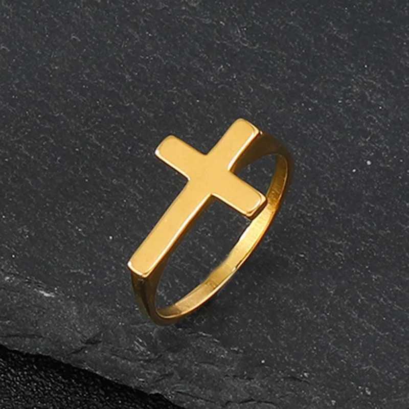 Simple Classic Thin Cross Ring For Men Women Stainless Steel Punk Gothic Ring Unisex Accessories Designer Jewelry Christian Gift J251020