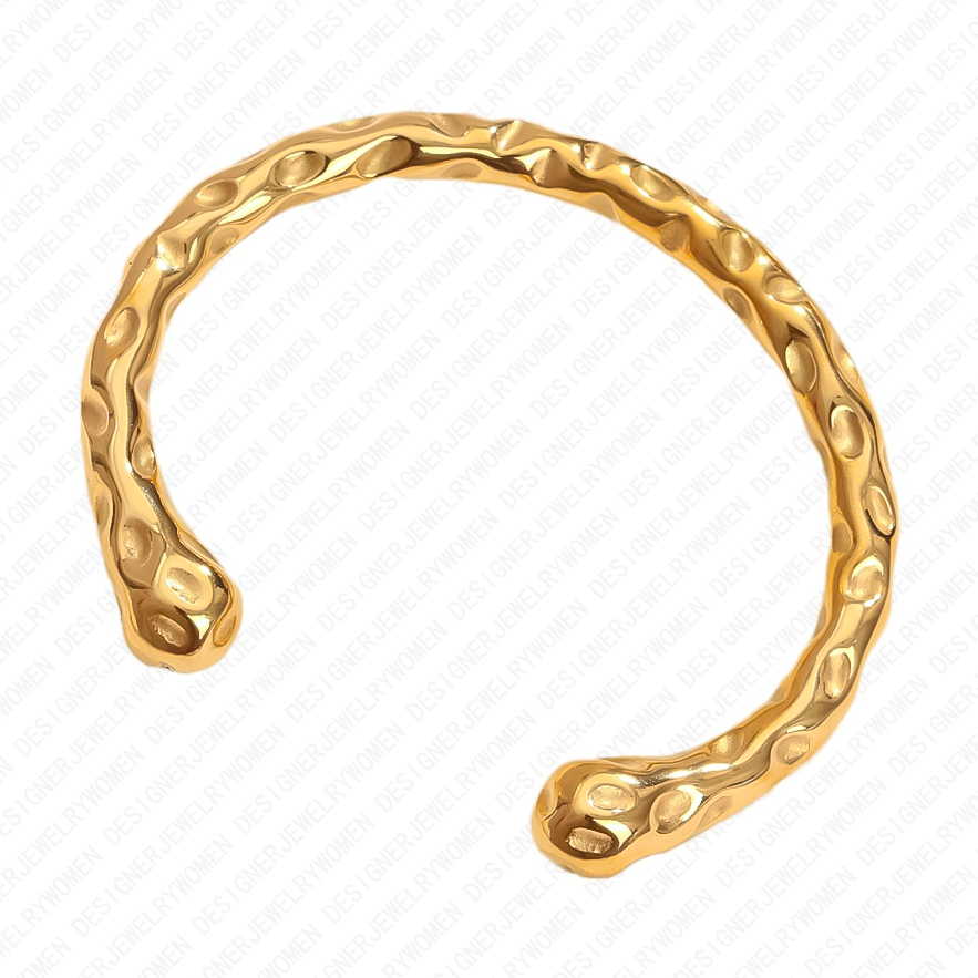 Designer Bracelet for Women Stainless Steel Bracelets Hammered Open Adjustable Bangle Gold Bangles Luxury Jewelry Jewellery Designer for Women Elegant