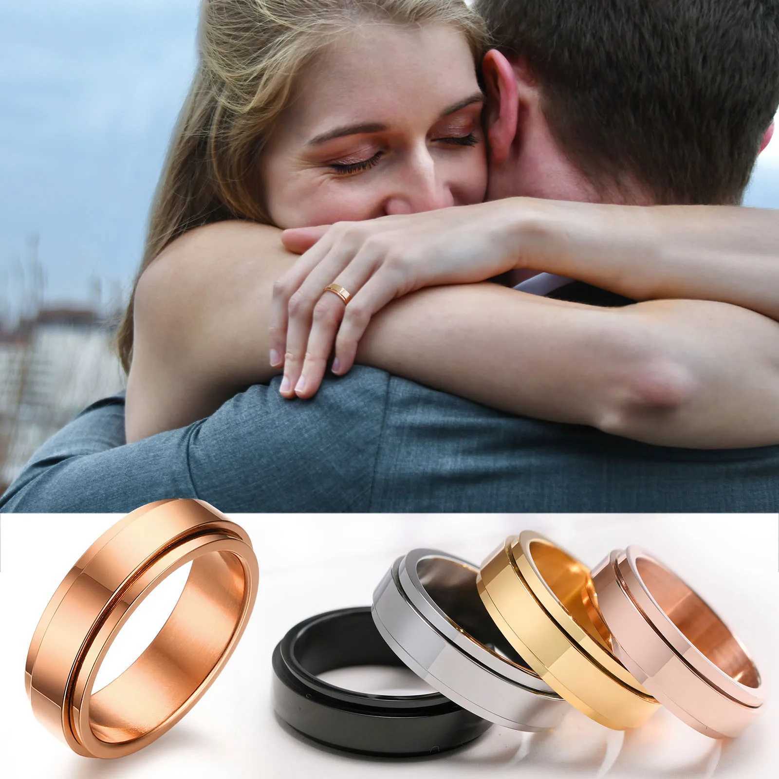 Stainless Steel Spinner Fidget Ring for Men Women Anxiety Jewelry Size 5 To 12 J251020