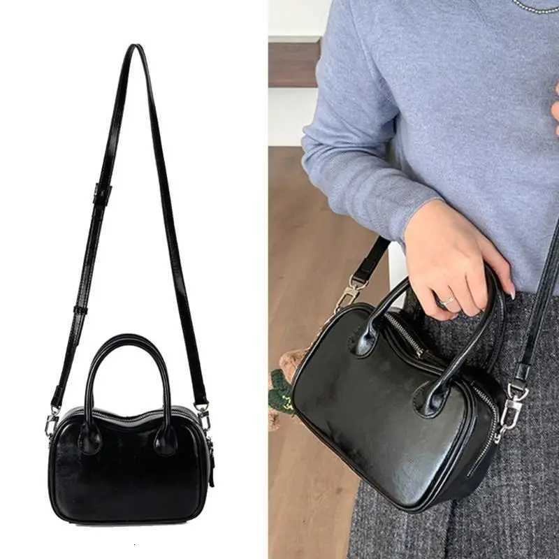 LX9F Handheld Bowling Bag PU Leather Crossbody Purse for Women Square Shoulder Bag with Adjustable Strap for Work and TravelT251020