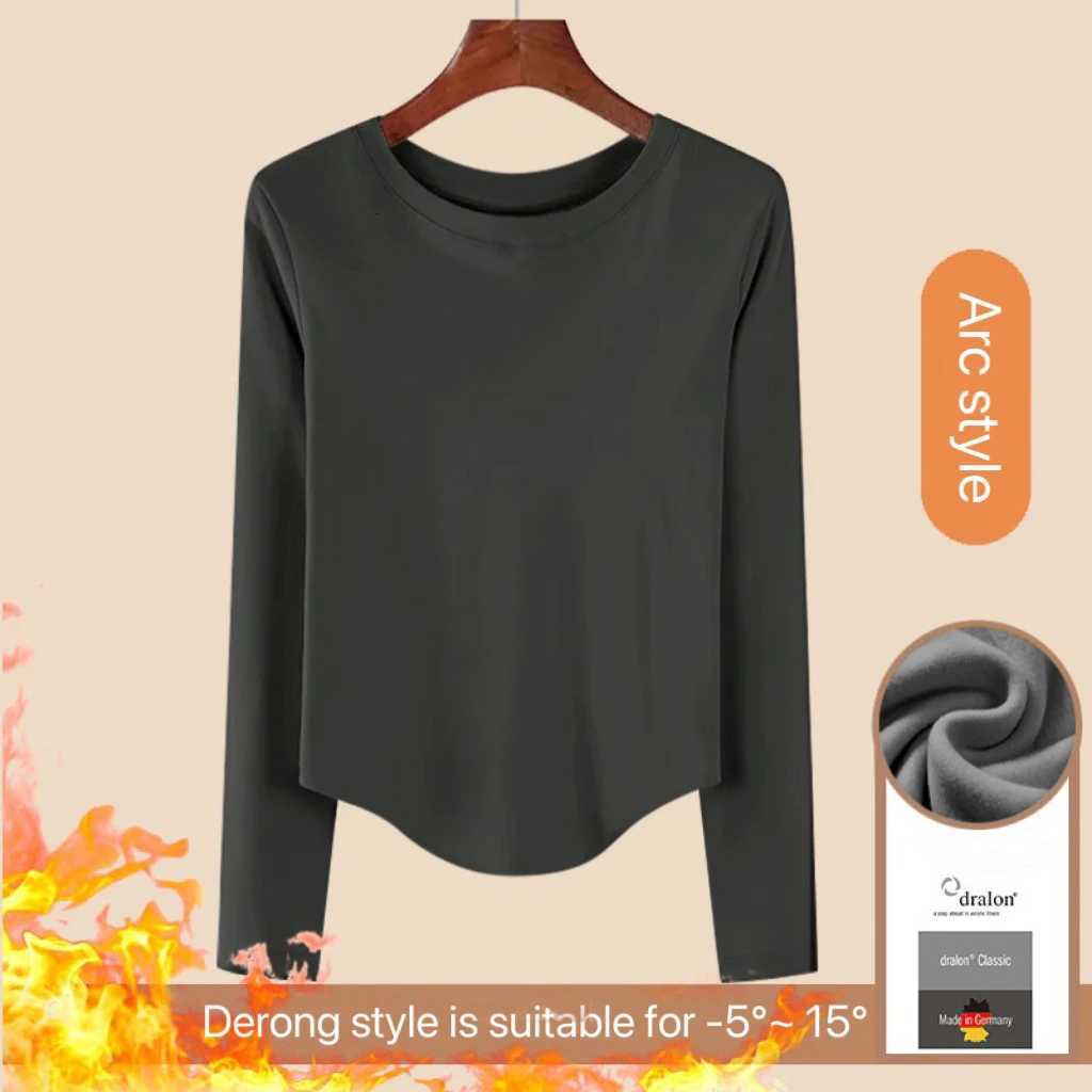 1pcs Women Autumn Winter Longsleeved Tshirt Lady Thermal Underwear Thick Velvet Slim Fit Fashion New Style Roundneck TopT251020