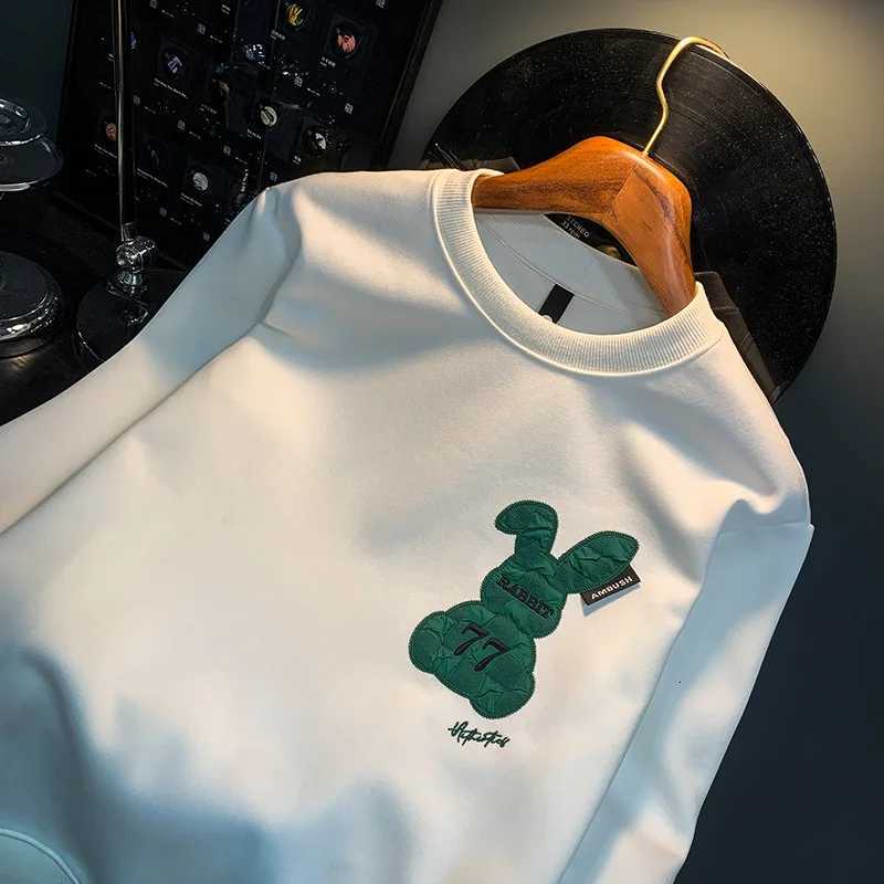 2024 autumn crew neck sweater mens street trend fashionable printed embroidered casual loose pullover long sleeve clothes W251020