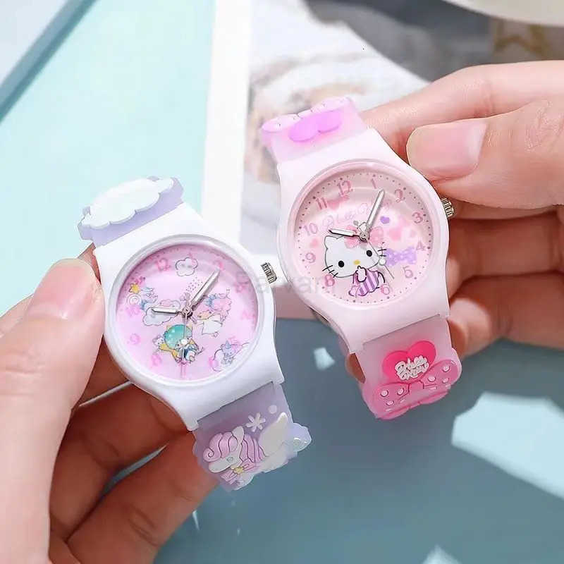 Sanrio New Hello Kitty Kuromi Cute Cartoon Kids Watch Jelly Sanrio Quartz Watch Gift for Boys Girls L251020