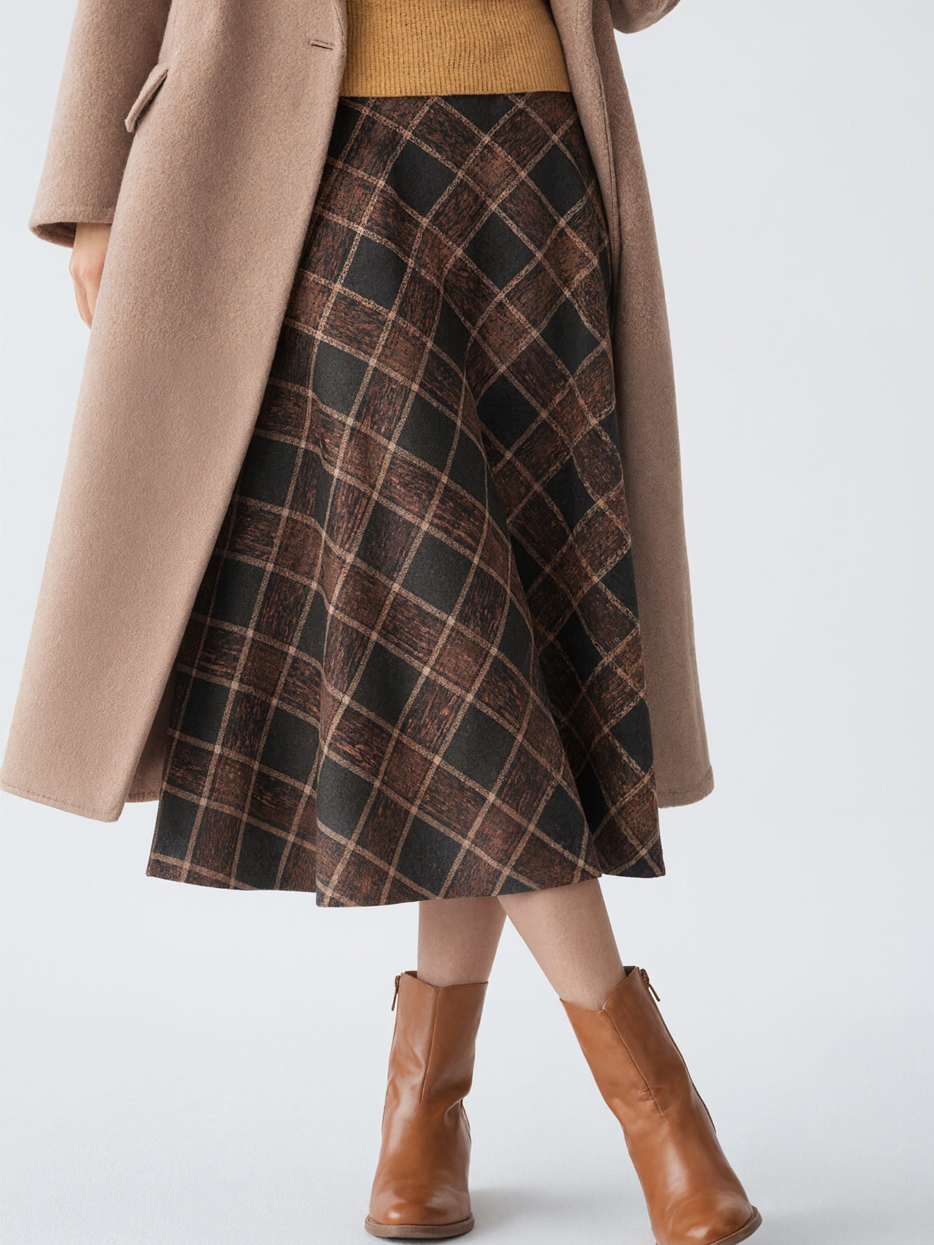 Women's Summer New Elegant Plaid Printed Midi Skirt, Versatile Milk Silk Casual Skirt (S-XXL, Mixed Color)-CF43615