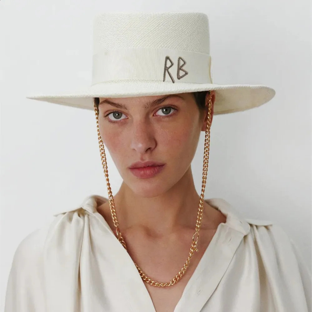 RUSLAN BAGINSKIY Summer Straw Hats for Women Ribbon Decoration Elegant Ladies Party Dress Hats Travel Beach Sun Hat Chapeau 251016
