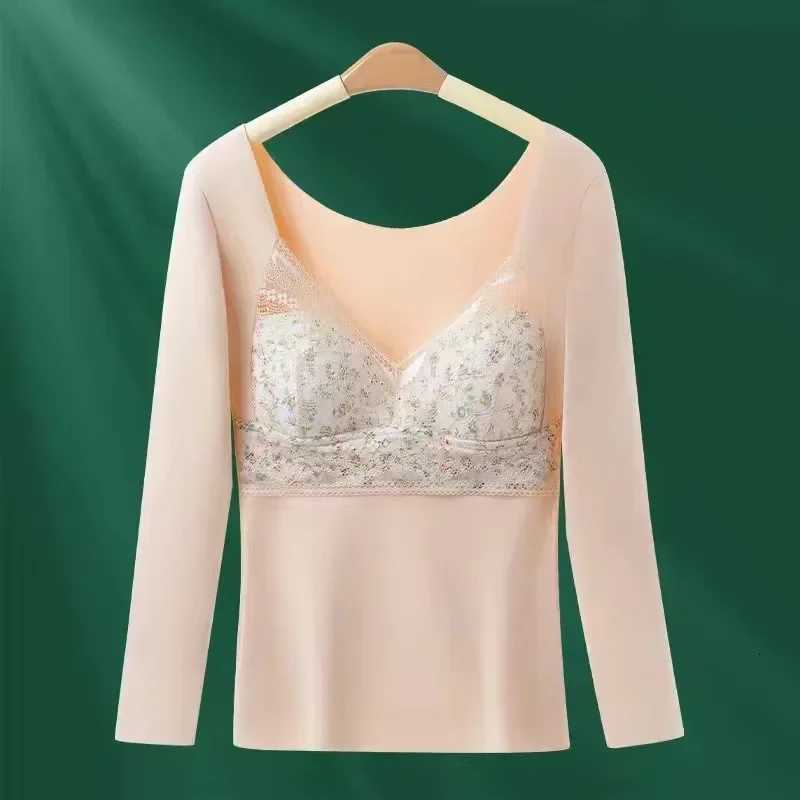 Thermal Shirt Long sleeved Warm Womens Plush Thickened Warm Underwear Brushed De Rong No Trace Heat Insulation Underwear TopT251020