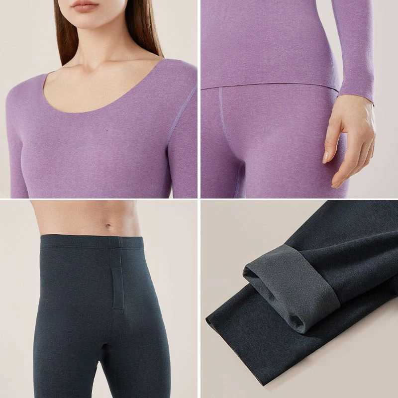 Winter Womens Thermal Underwear Bottoming Tops Wool Silk Patch Thickened Double Layer Warm Lingerie 2 Pieces Set Thermal PantsT251020